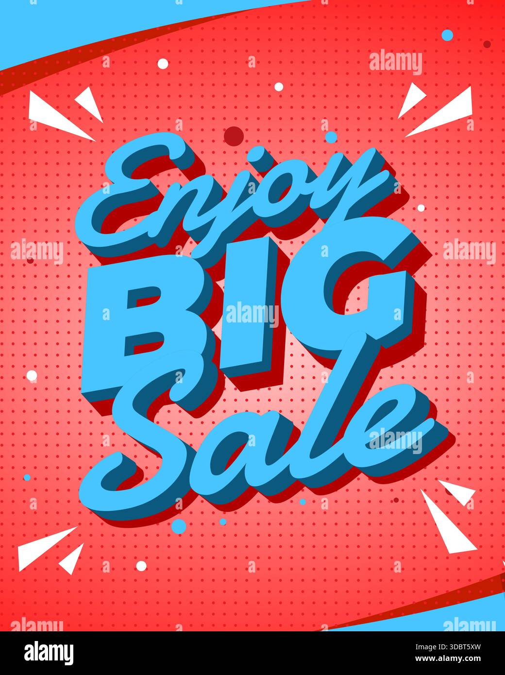 Modern Bold and colorful sale advertisement with 3D text. Enjoy big sale - Stock Image
