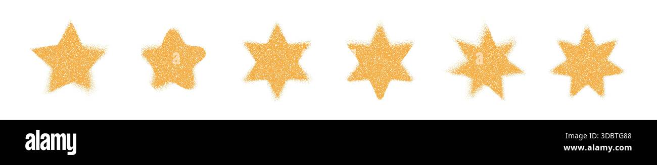 Gradient star with grainy texture and noise effect. Abstract dotwork design featuring stippled dots and halftone patterns on white background for Stock Vector