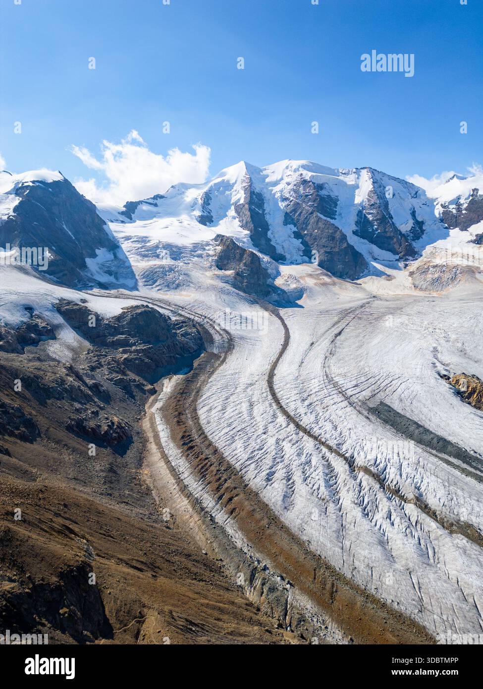 Piz Palu rises high above the stunning Pers Glacier, showcasing