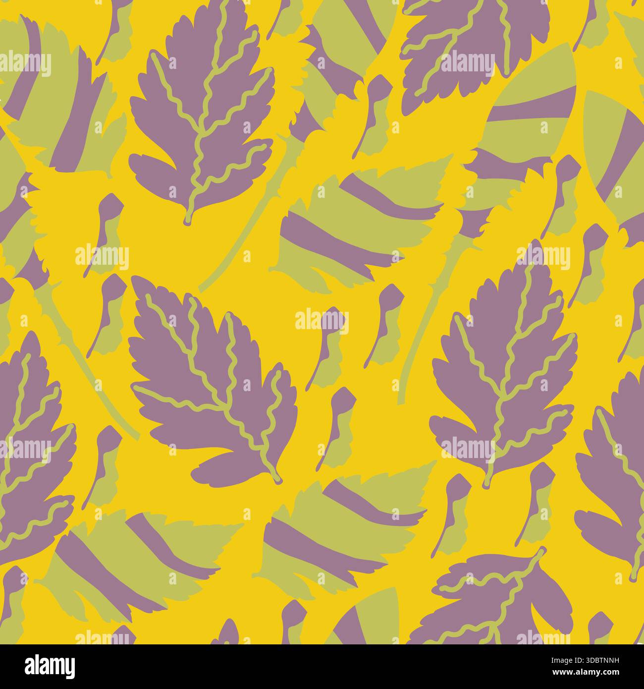 Stylized colorful leaves seamless pattern; leaf stylized silhouettes pattern Stock Vector