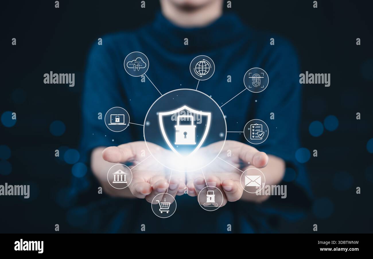 Cybersecurity shield digital protection concept. Cyber security ...