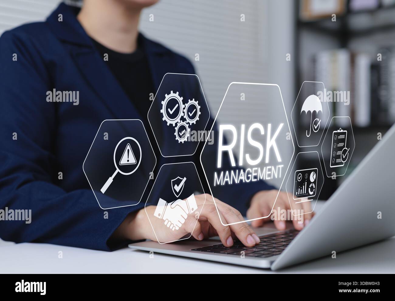 Risk Management and Assessment Strategy Concept. A professional using ...