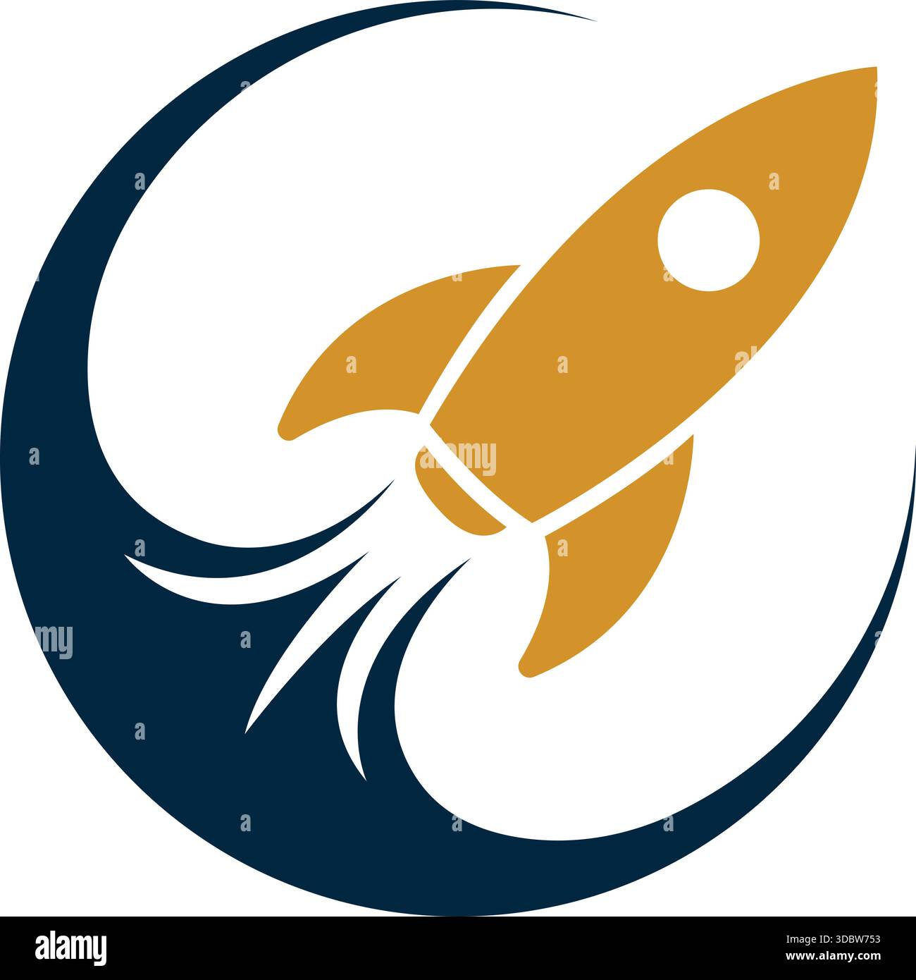Rocket Circle Launch Logo Design Icon Vector Template Stock Vector