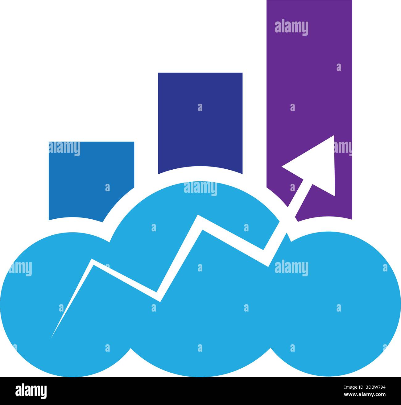 Cloud Bar Chart Growth Logo Vector Design Icon Template Stock Vector
