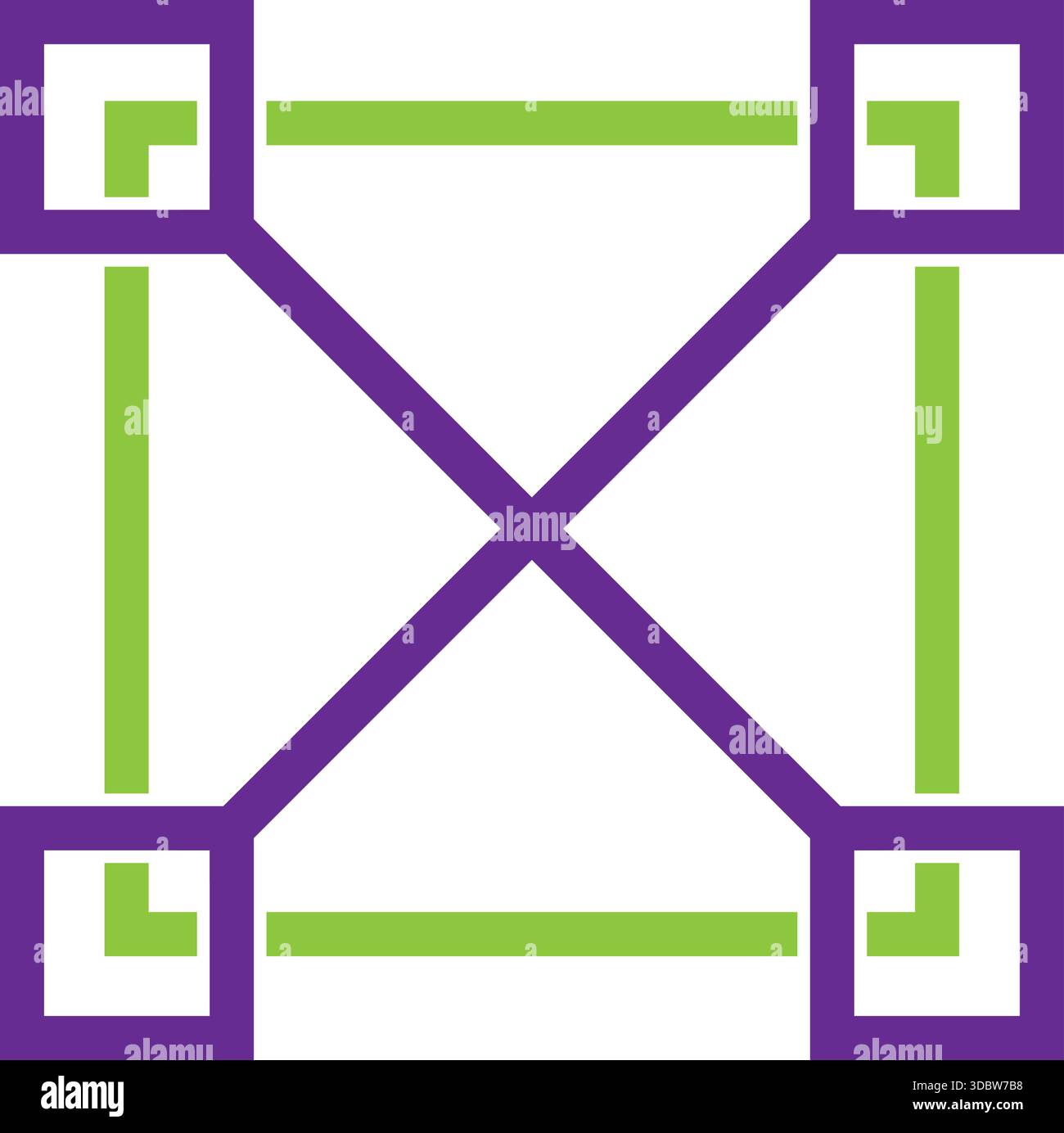 Square Tech Wireframe Connection Logo Vector Icon Template Design Stock Vector