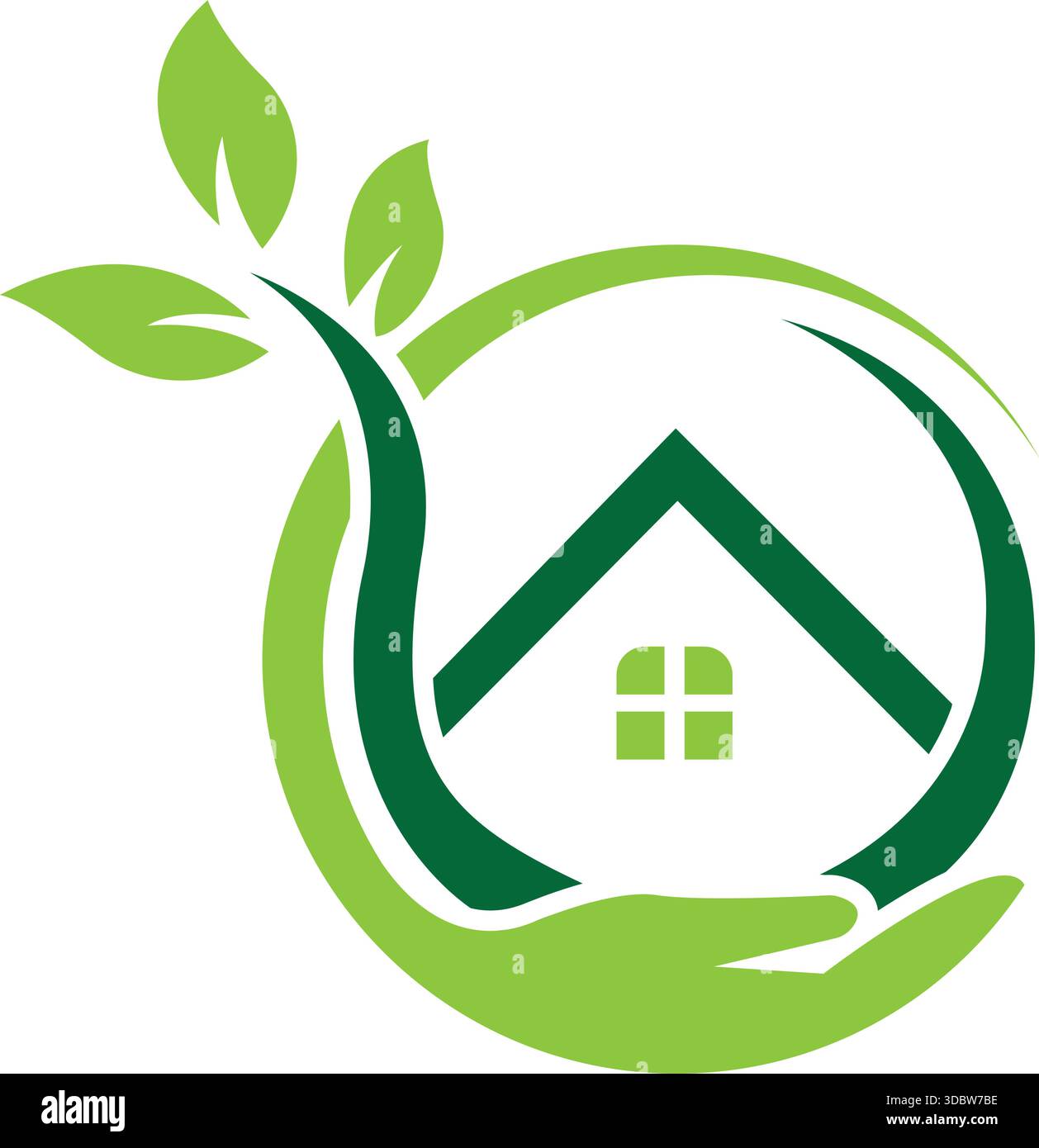Home Leaf Circle Eco Logo Design Template Vector Icon Stock Vector