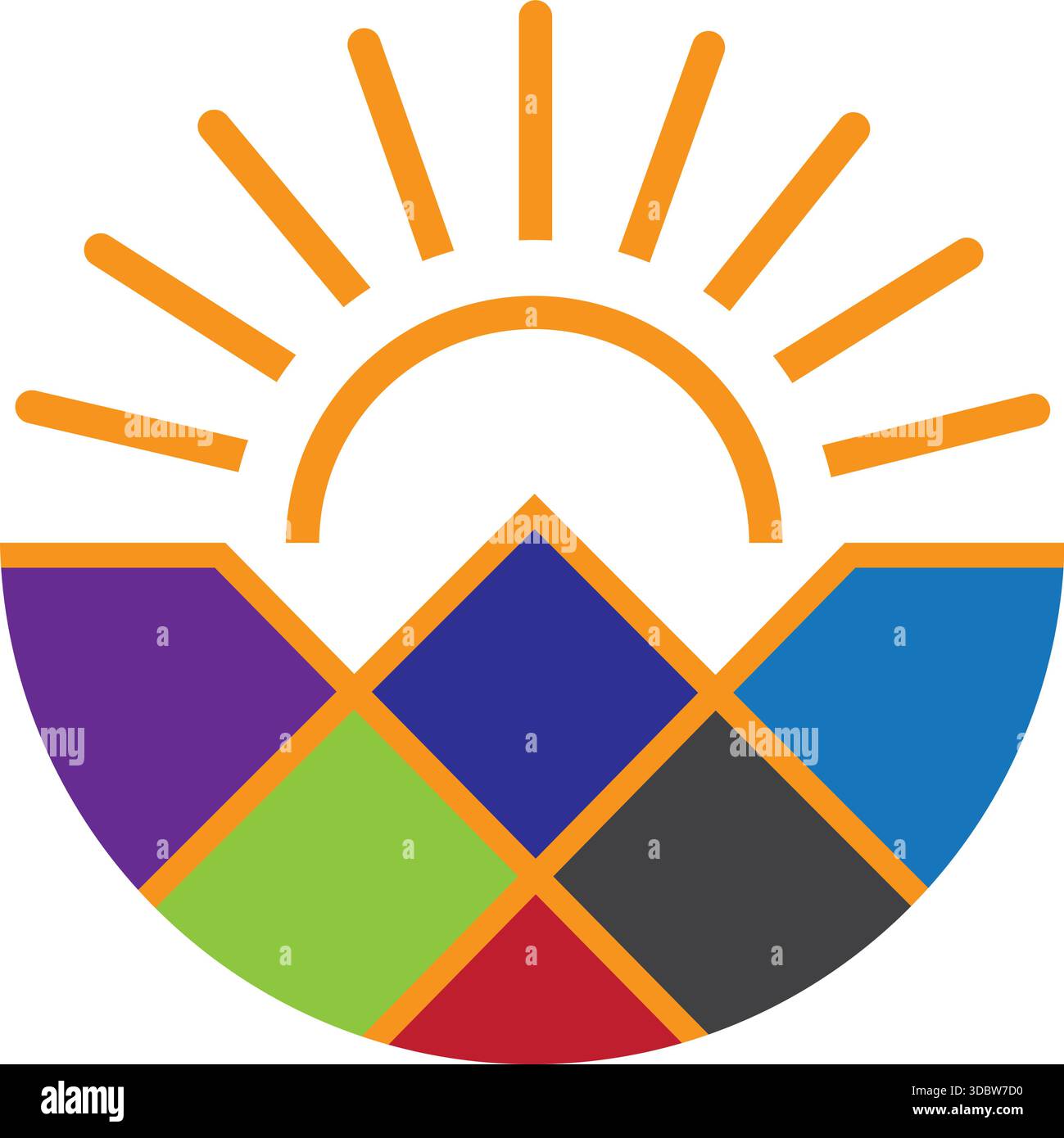 Sun Mountain Landscape Logo Design Template Vector Icon Stock Vector