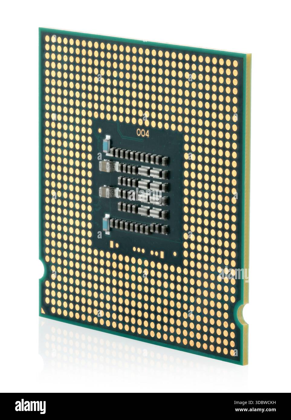 Close-up microprocessor isolated on a transparent background. High-detail electronic component perfect for technology, hardware design, engineering vi Stock Photo