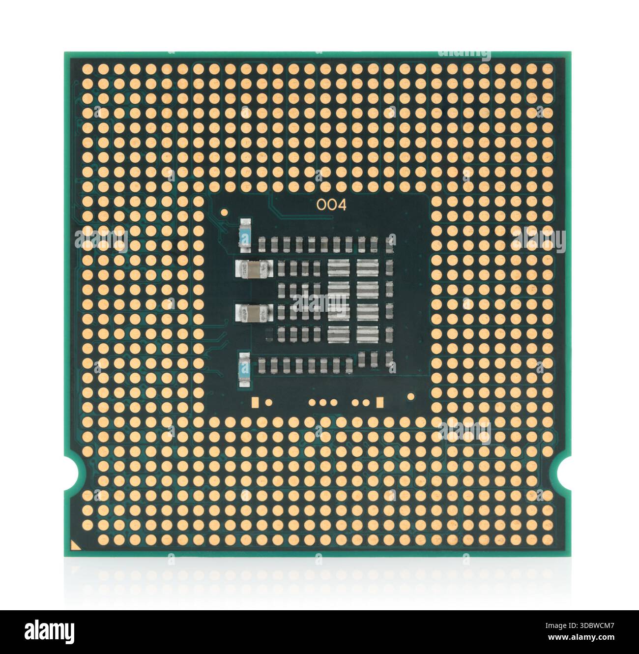 Close-up microprocessor isolated on a transparent background. High-detail electronic component perfect for technology, hardware design, engineering vi Stock Photo