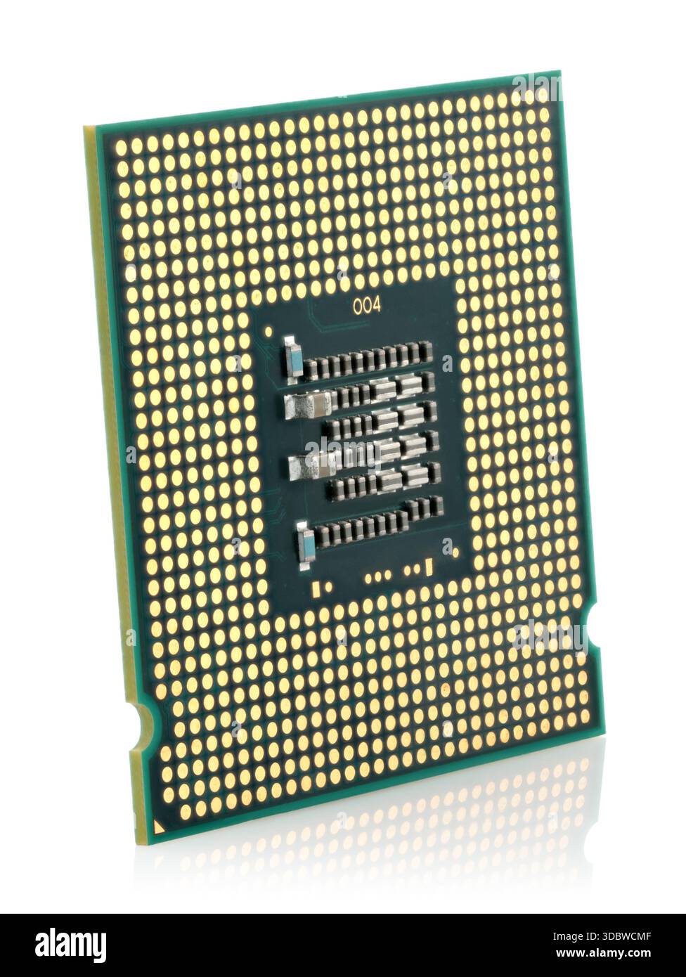 Close-up microprocessor isolated on a transparent background. High-detail electronic component perfect for technology, hardware design, engineering vi Stock Photo