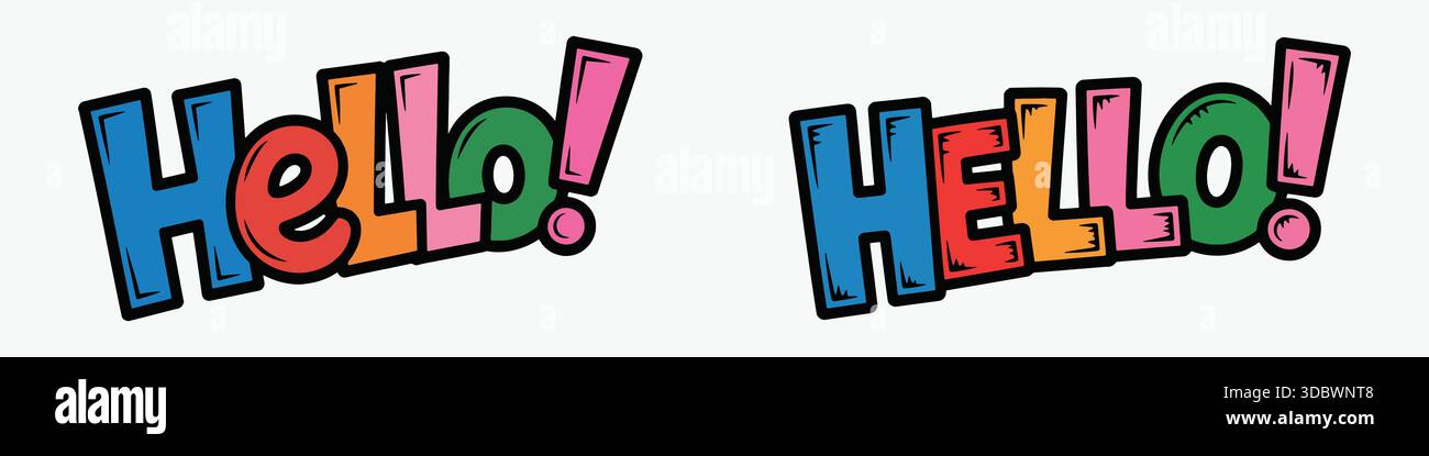 Colorful Hello Text Designs Stock Vector