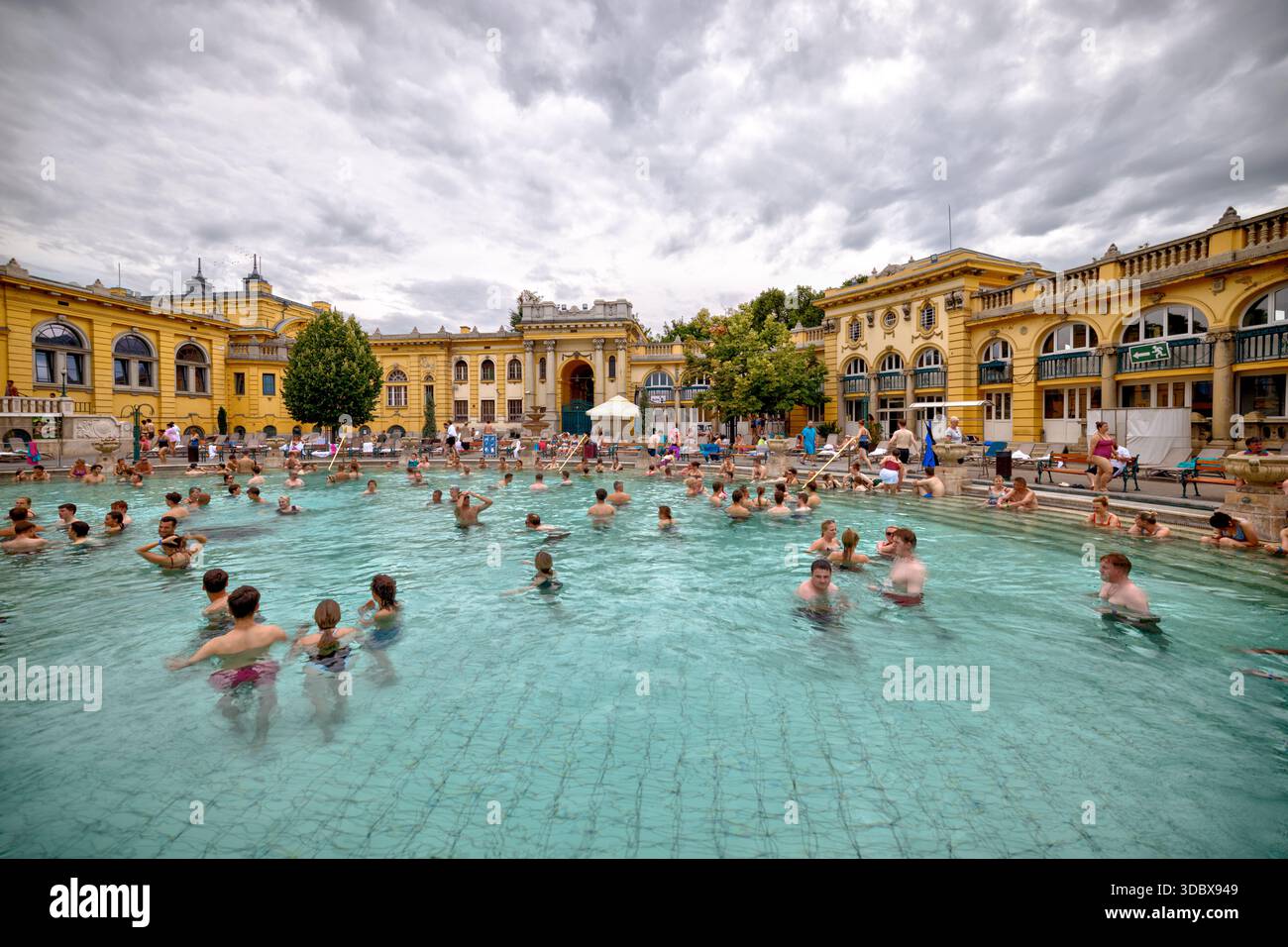 Spring Pool Hungary Outdoor pools with bathers at Széchenyi Thermal Bath, a Neo-Baroque spa ...
