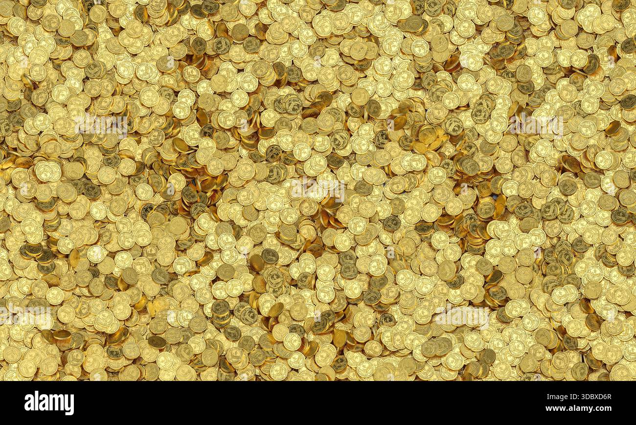Gold coins 3d wealth background Stock Photo