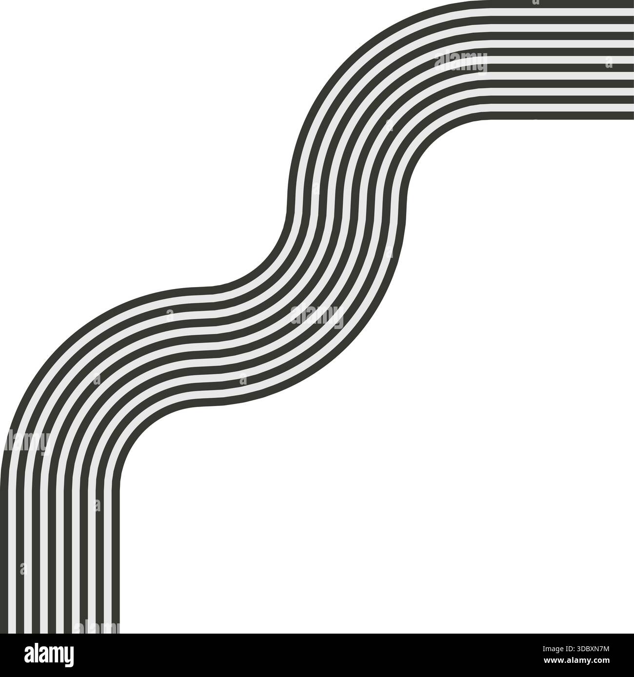Striped path arranged as a maze with layered paths and wave continuity ...