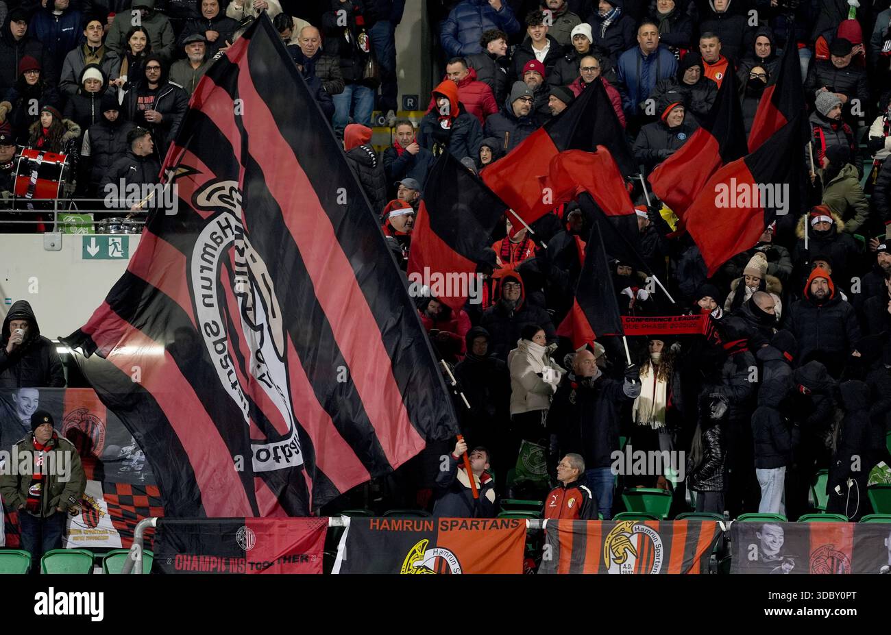 In Ham Rin Hamrun Spartans fans in the stands ahead of the UEFA Conference League ...