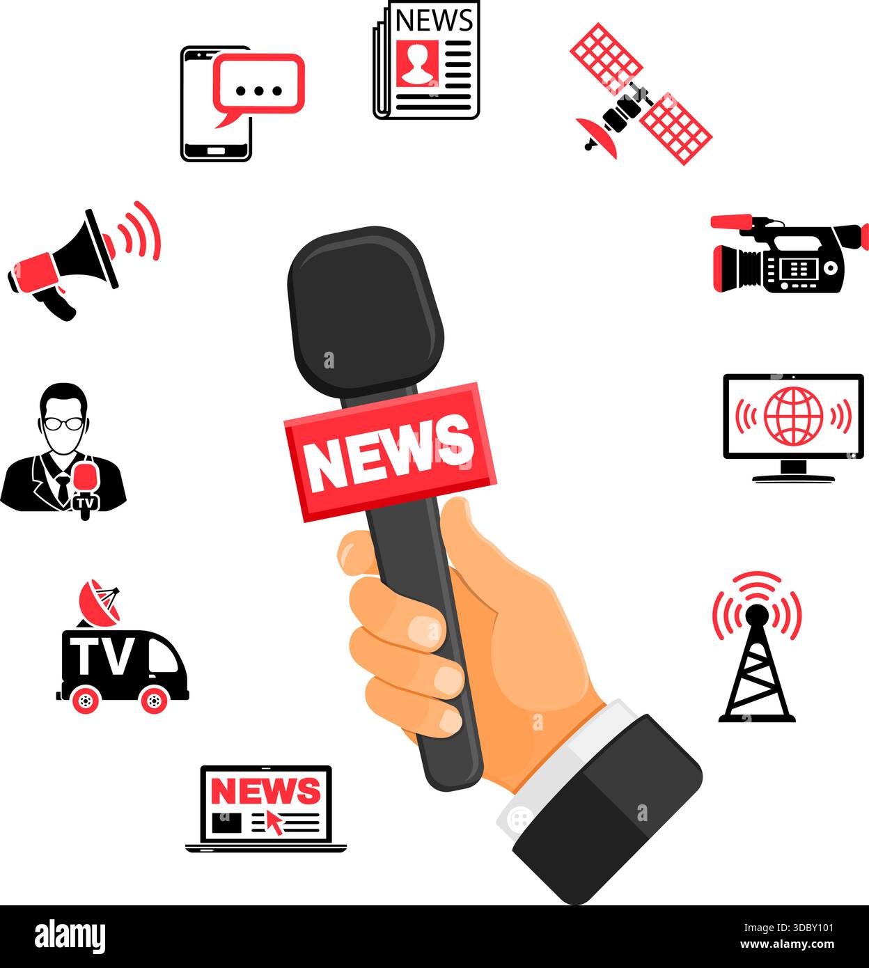 Media and News Vector Concept with Icon set in two color such as ...