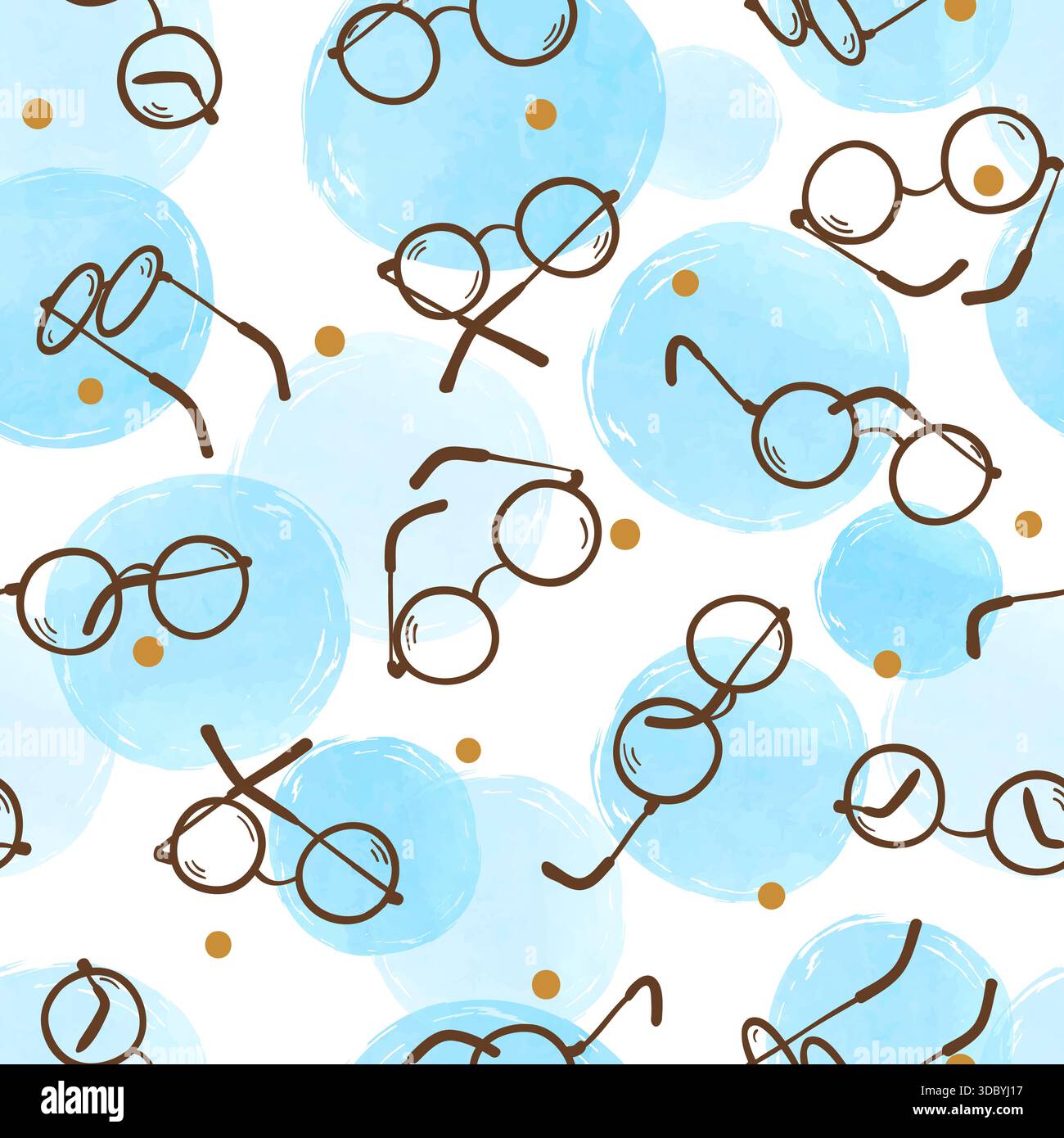 Cartoon doodle sunglasses seamless pattern. Vector texture Stock Vector