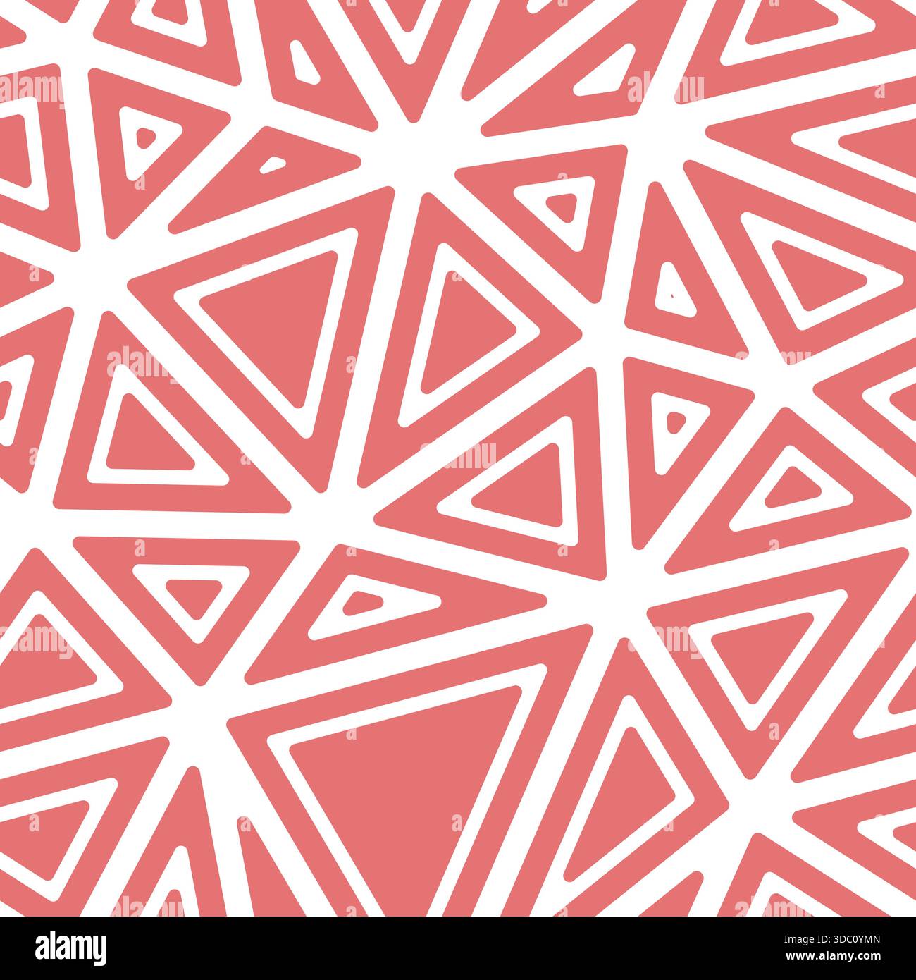 Triangles vector pattern. Rounded solid shapes in frames. Big triangle size. Solid color style. Repeatable pattern. Stylish vector tiles. Stock Vector