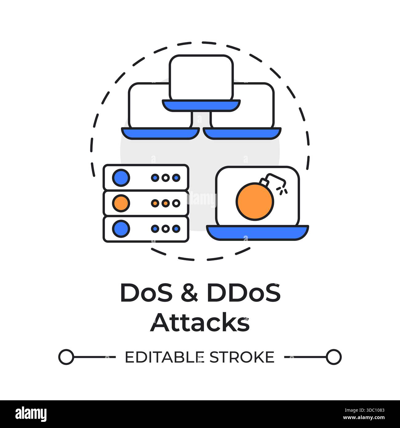 DoS and ddos attacks multi color concept icon Stock Vector Image & Art -  Alamy