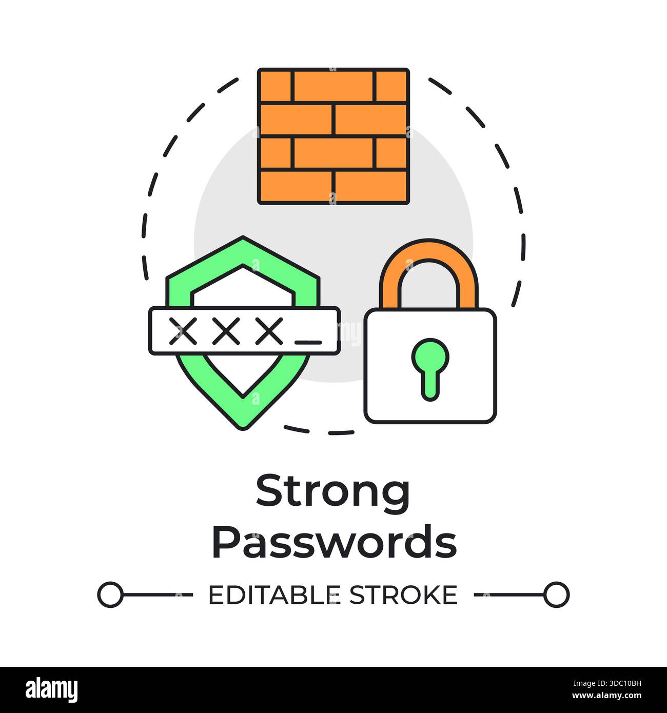 Strong passwords multi color concept icon Stock Vector