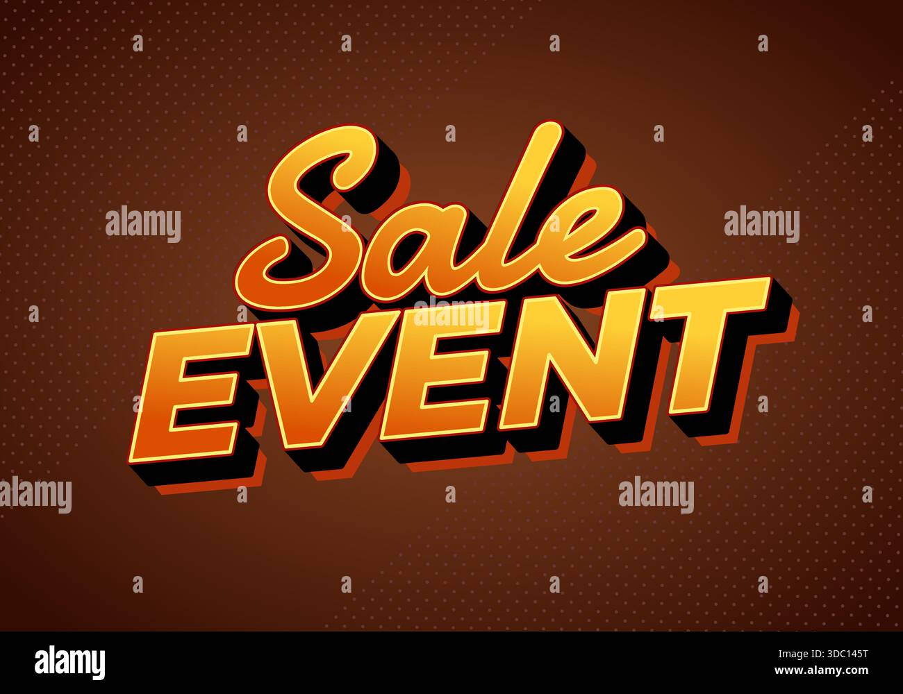 Bold text Sale Event on a brown background with a dotted pattern. - Stock Image