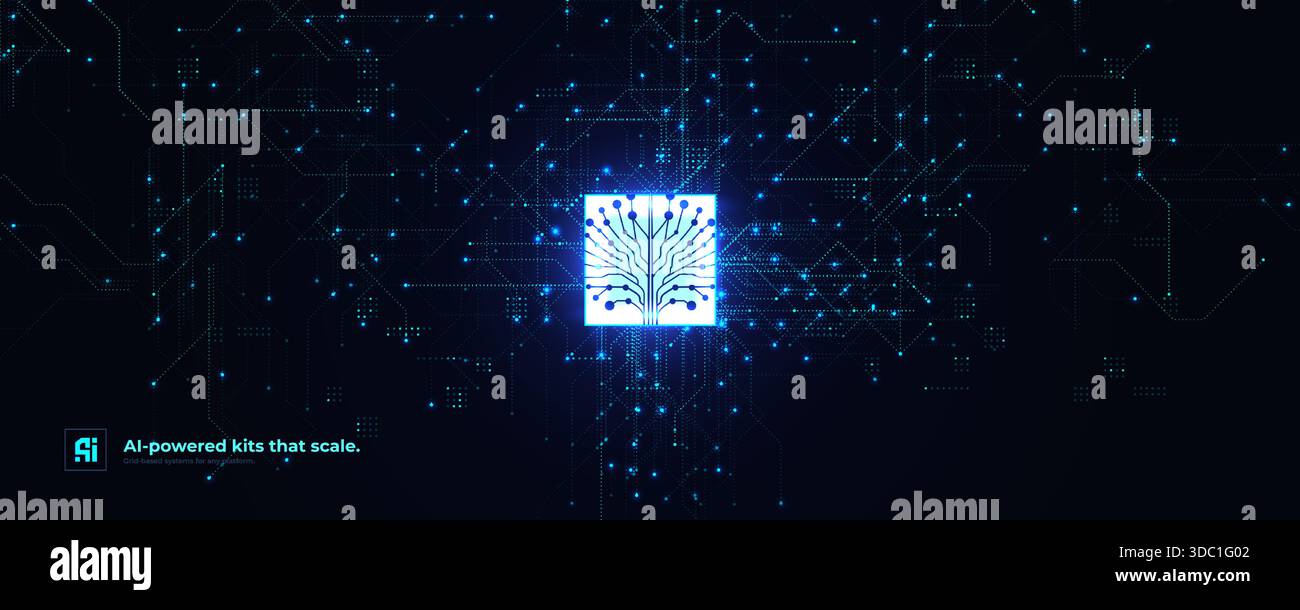 AI Brain Chip Digital Technology Abstract Data Background ...