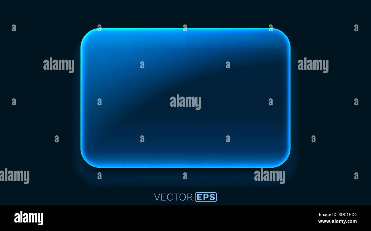 Modern Blue Neon Glow Frame on Dark Background. A vibrant empty ...