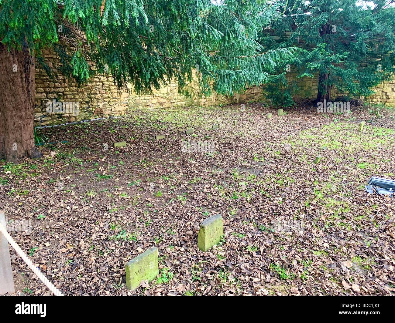 Lincoln Castle and its medieval stone towers with Lincolnshire Cathedral rising behind viewed  across the historic grounds in Lincoln Lincolnshire - Smartphone Captured Stock Image