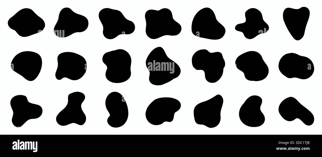 Set shape blob organic form. Abstract collection irregular blob. Liquid form deformed elements. Stock Vector