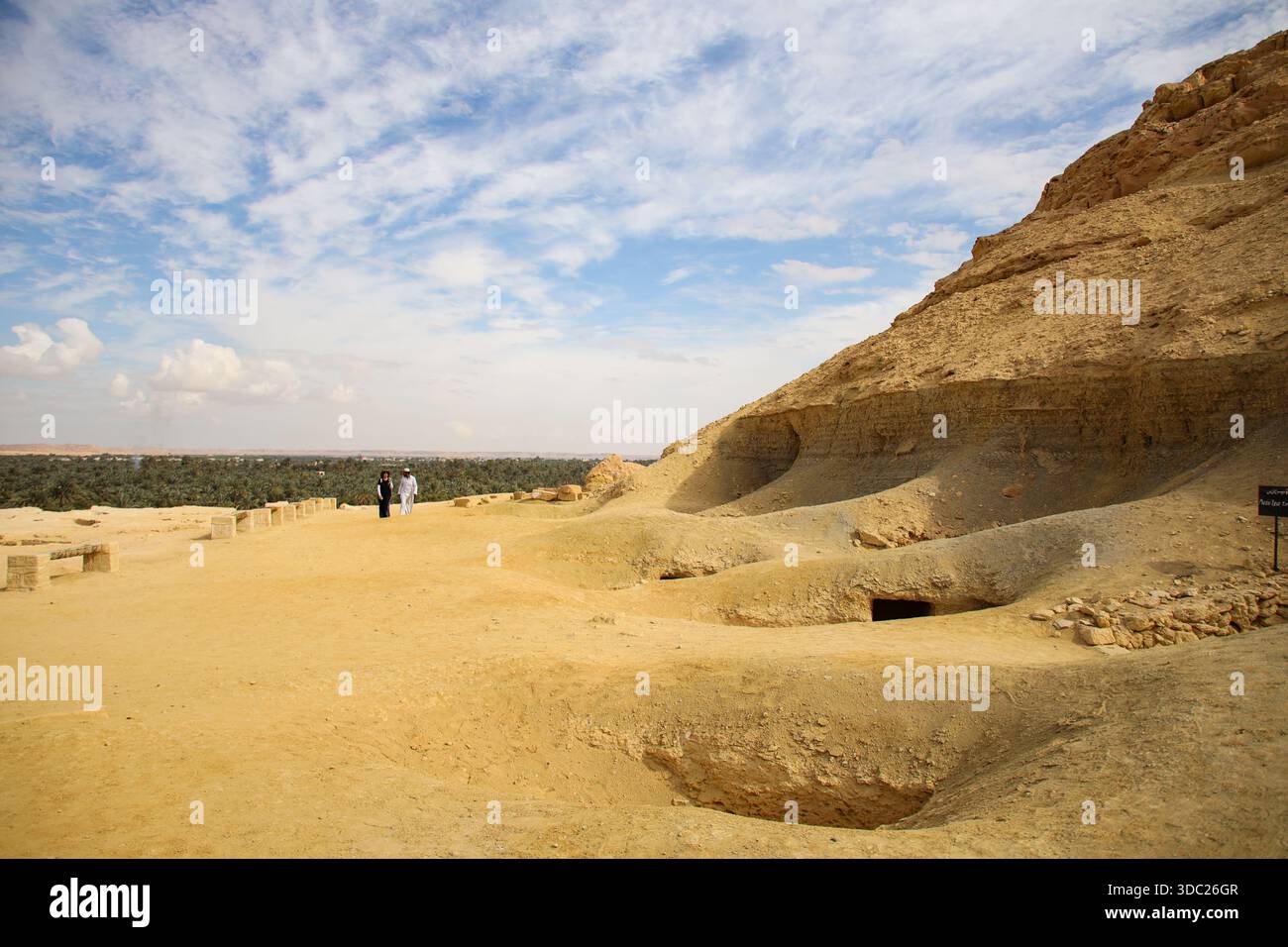 A general view of the Mountain of the Dead and the tombs in Siwa Oasis ...