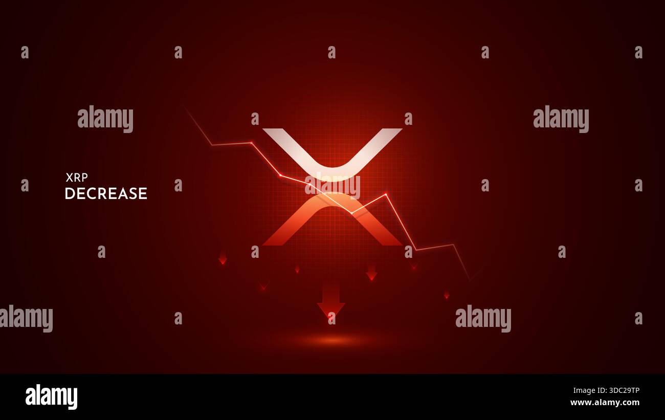 XRP cryptocurrency value price fall drop. xrp price down illustration of a  bearish market with glow red trading candles and down arrows Stock Vector  Image & Art - Alamy