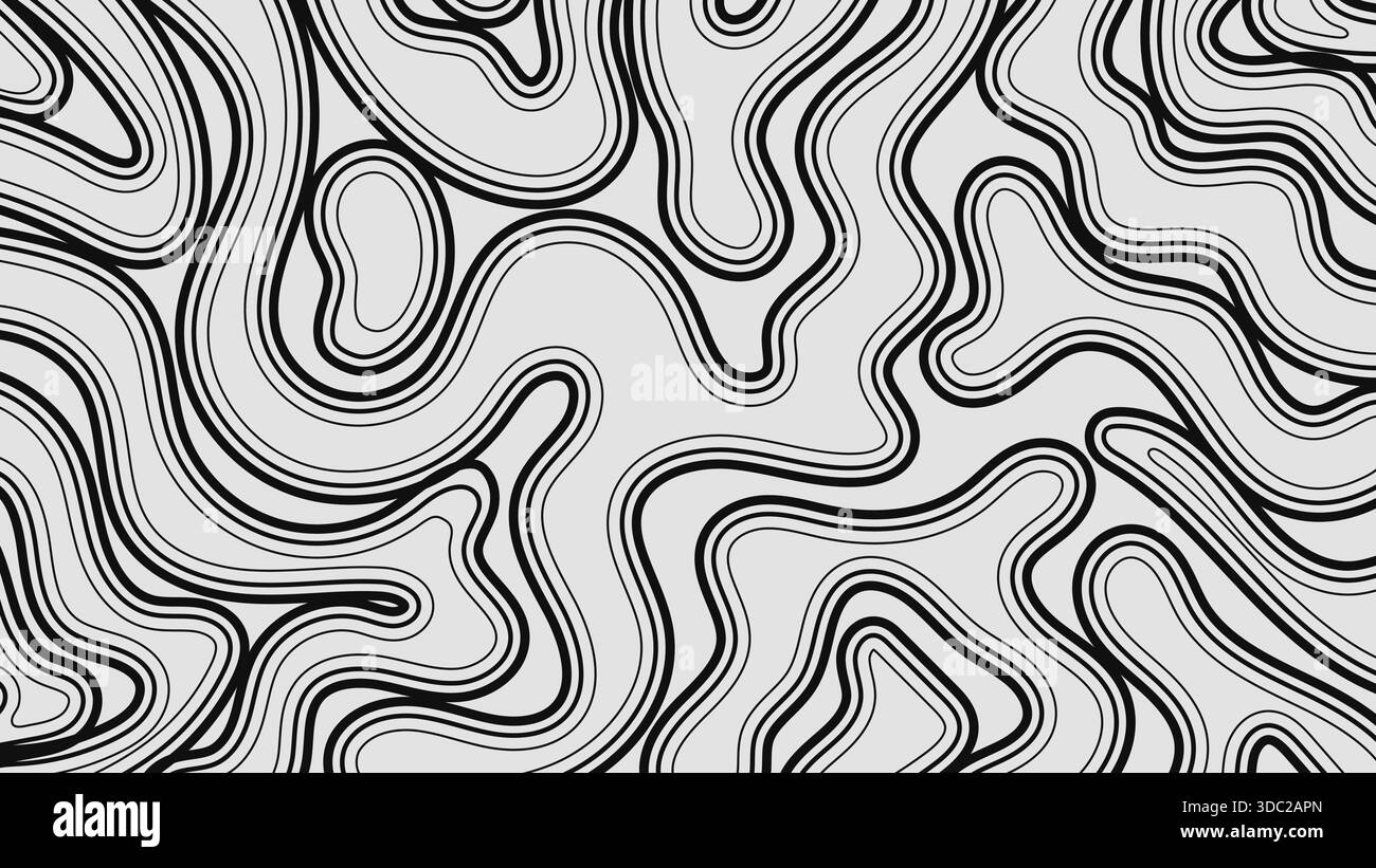 Abstract retro black and white background with wavy lines and shapes ...