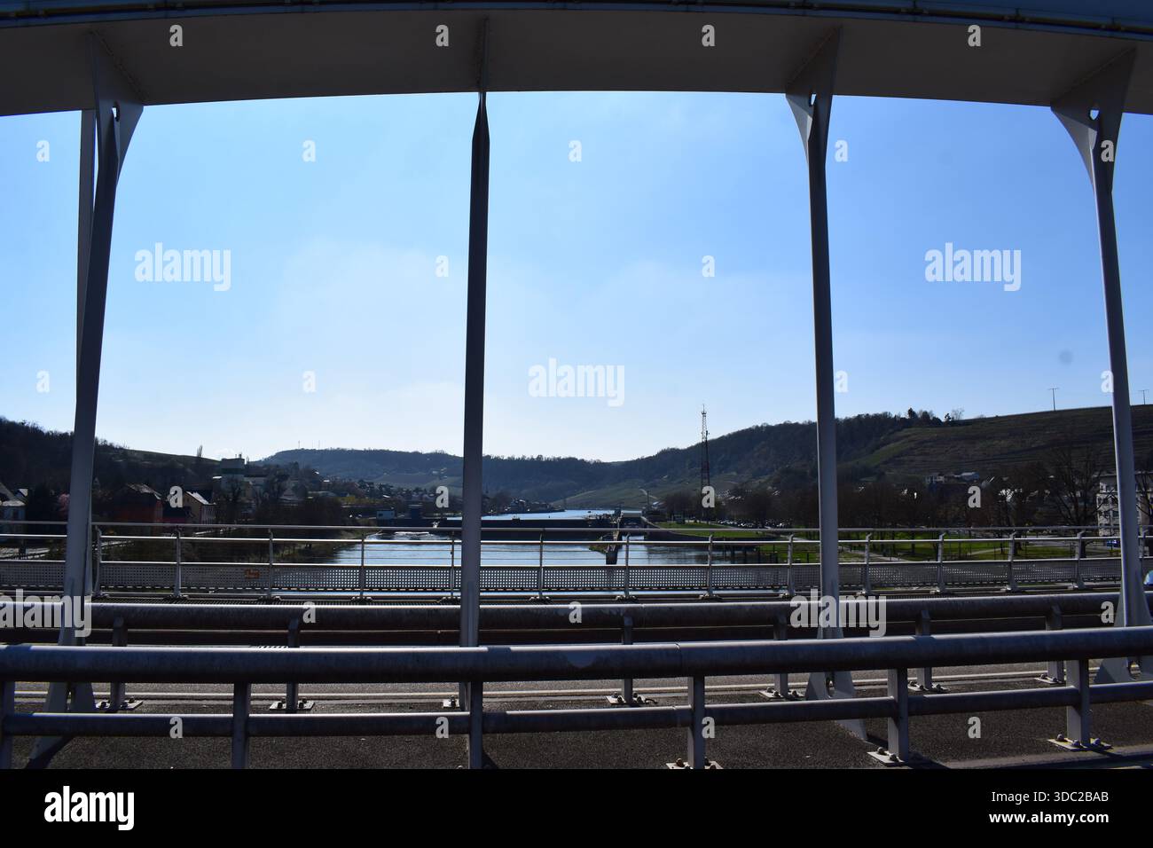 cross borer bridge from Grevenmacher to Wellen Stock Photo
