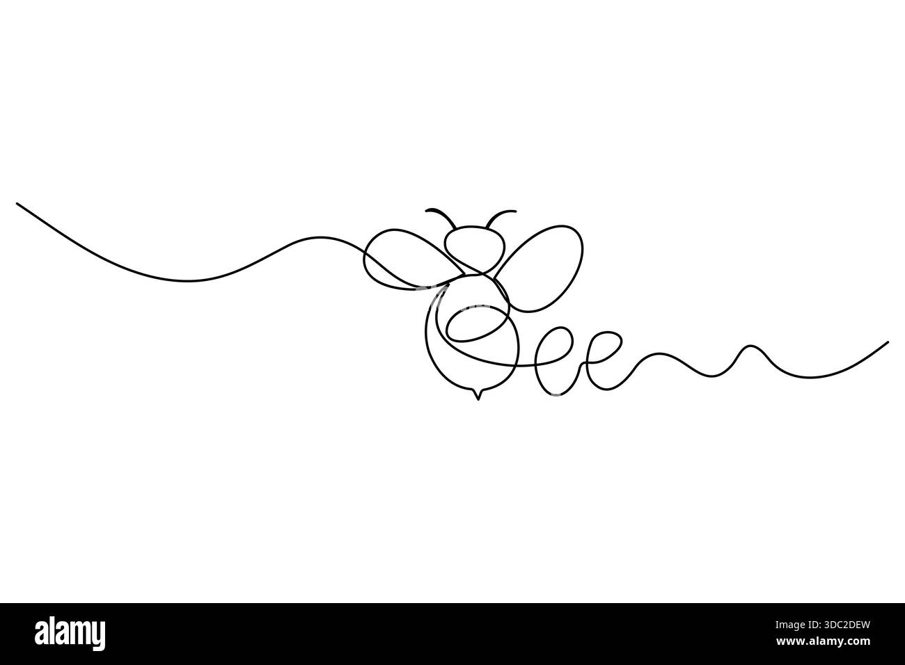 Continuous line drawing bee spelling word bee in flight Stock Vector