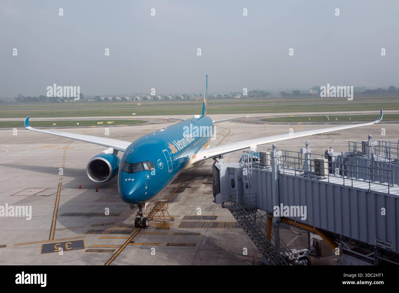 Ha Noi Vietnam. Vietnam Airlines Airbus A350 Aircraft on the apron