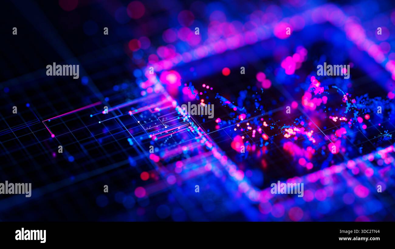 Artificial intelligence central processing unit background. Quantum ...