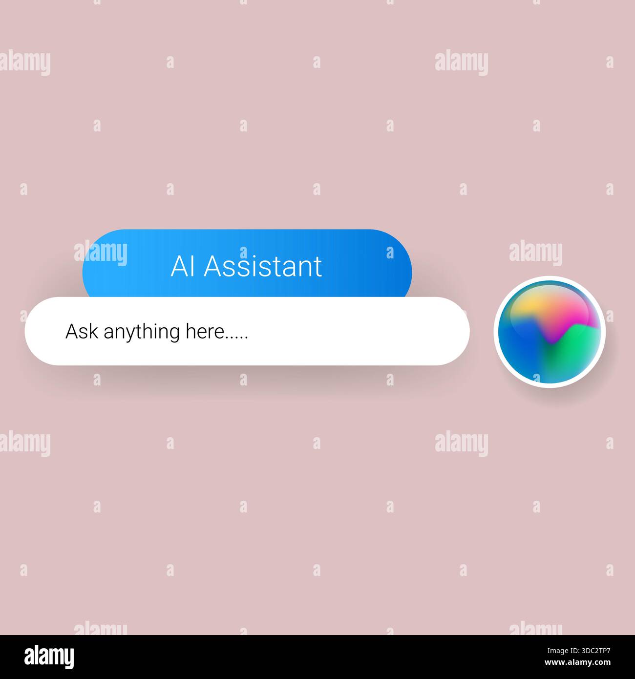 Clean and modern AI assistant chat input interface with minimal layout, rounded shapes, and gradient elements Stock Vector