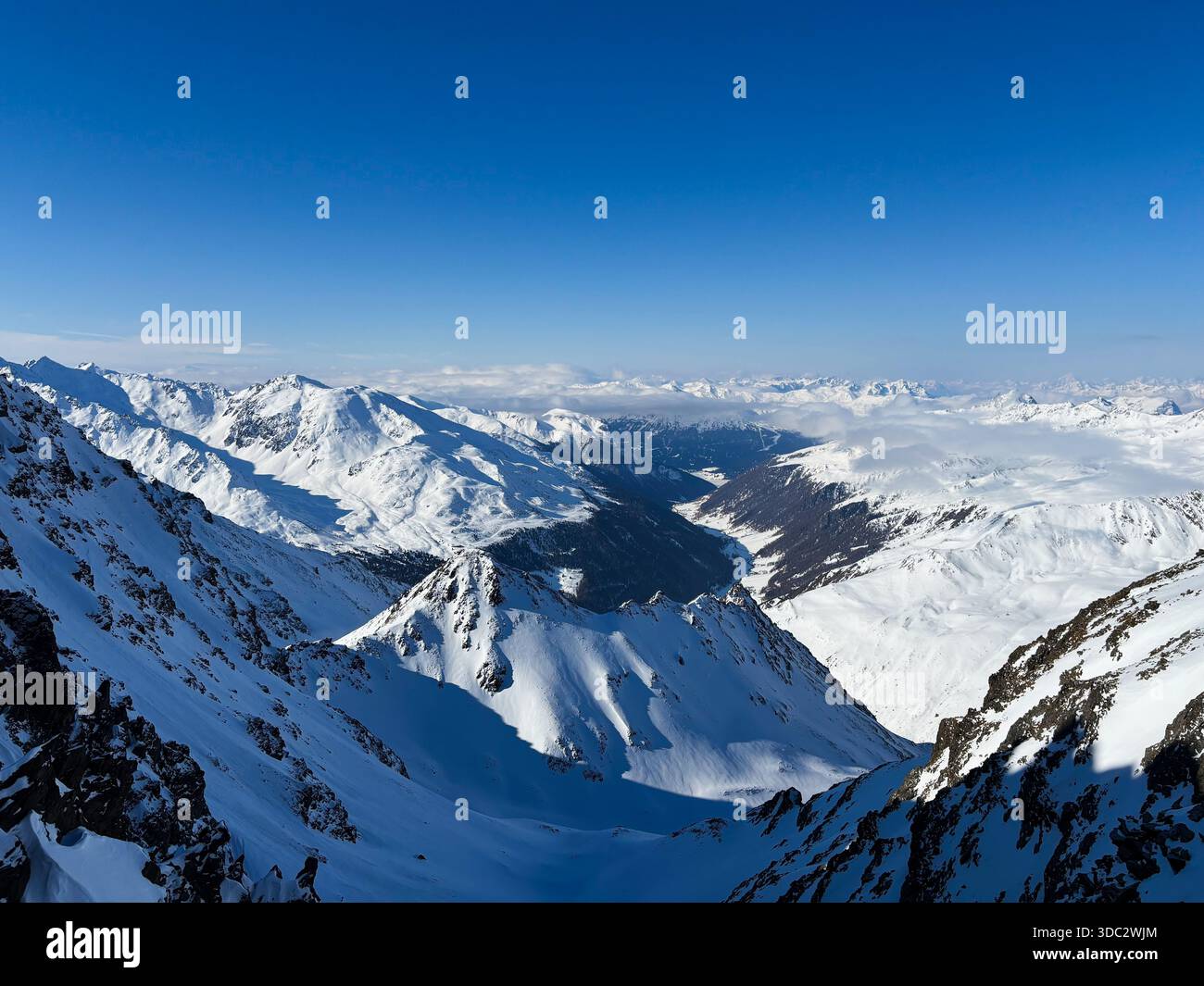 Serene winter morning over the Kaunertal Glacier ski resort, Austria - Smartphone Captured Stock Image