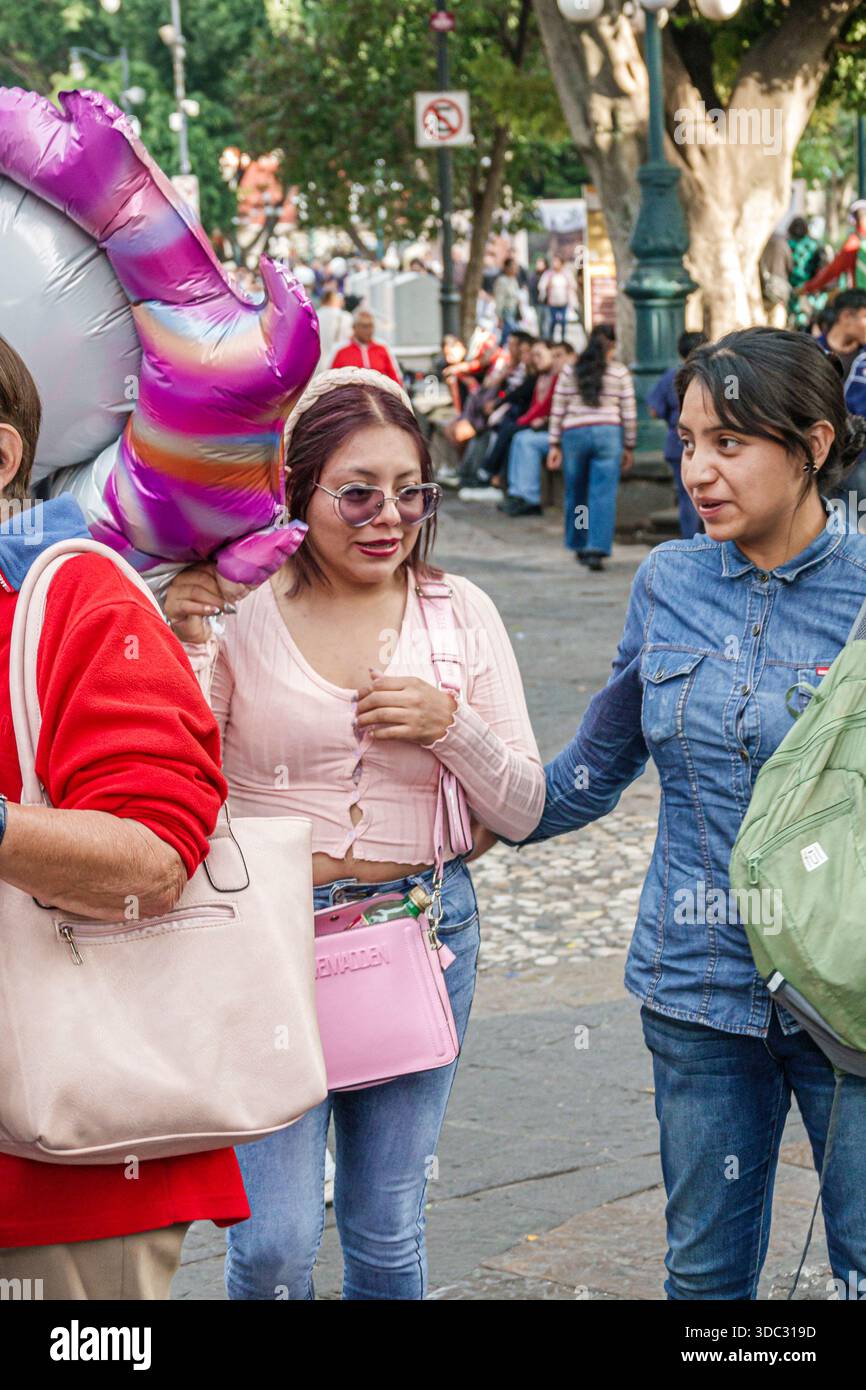 Puebla Mexico,Calle 5 Cinco de Mayo,day of the dead Dia de Muertos,street festival,public park,urban pedestrian area,adult women,female friends,walkin Stock Photo
