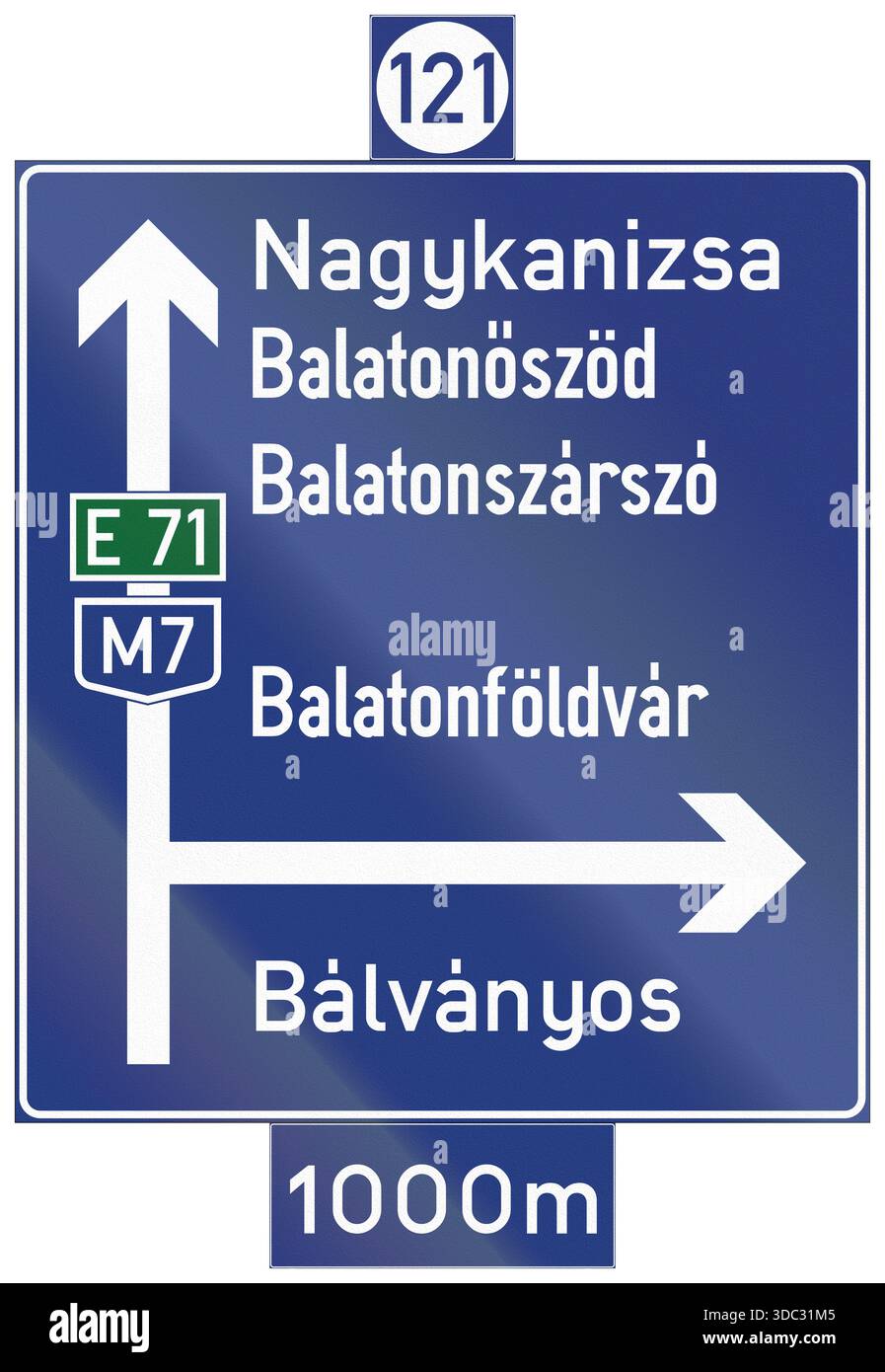 Road sign used in Hungary - Direction sign at the Balaton Stock Photo ...