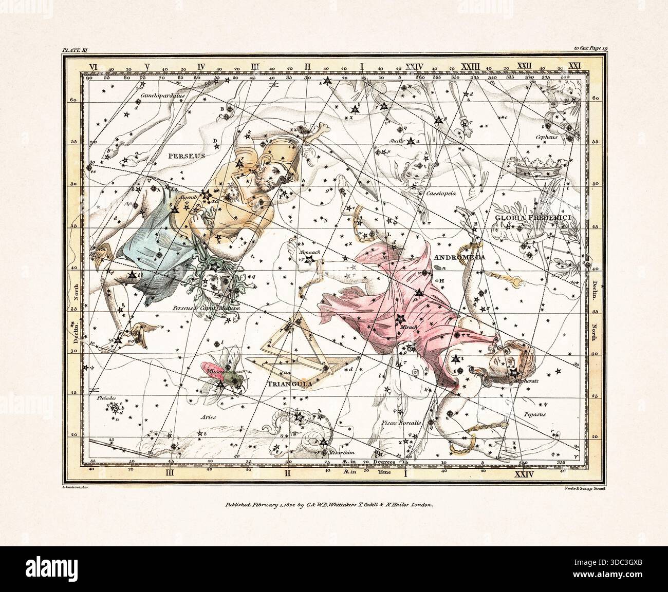 Antique celestial map illustration with mythological constellations and ...