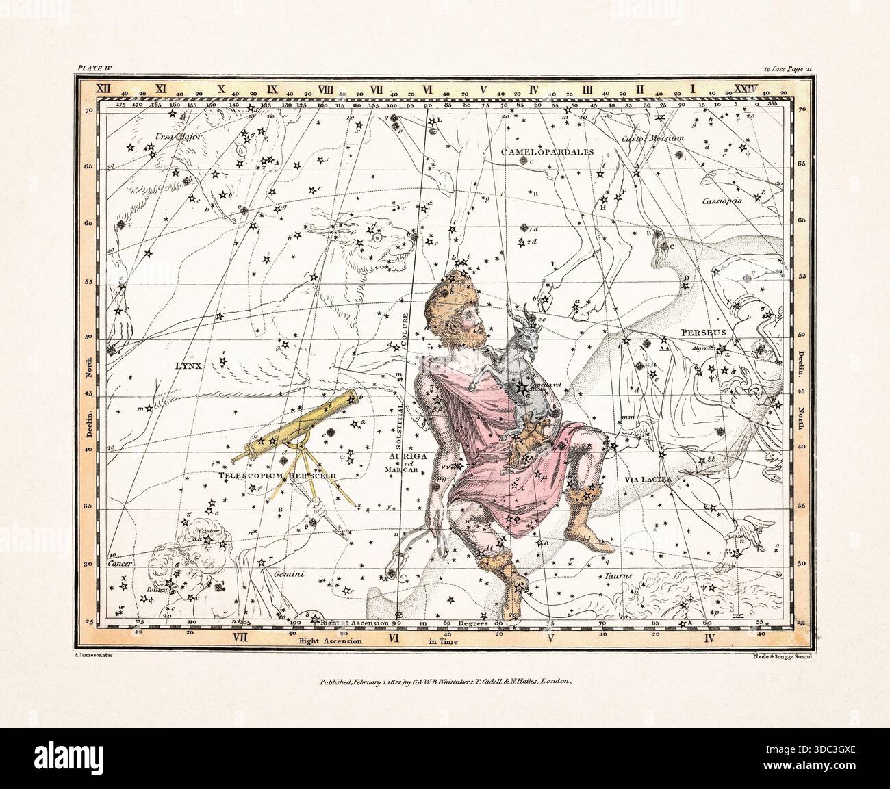 Antique celestial map illustration with mythological constellations and ...