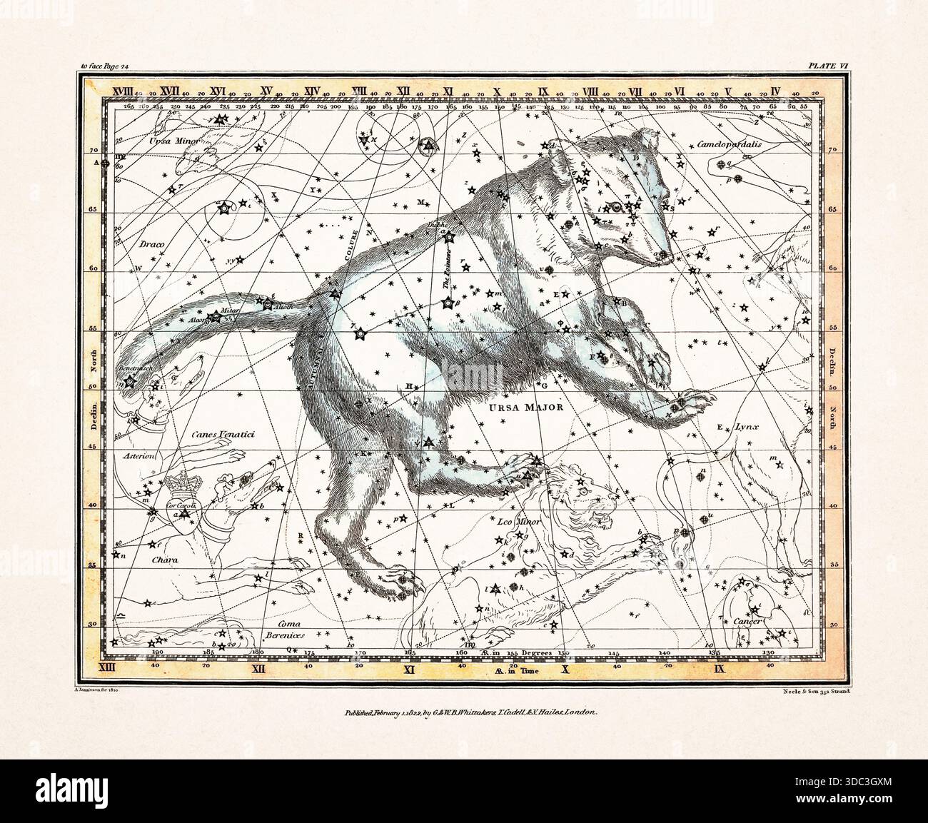 Antique celestial map illustration with mythological constellations and ...