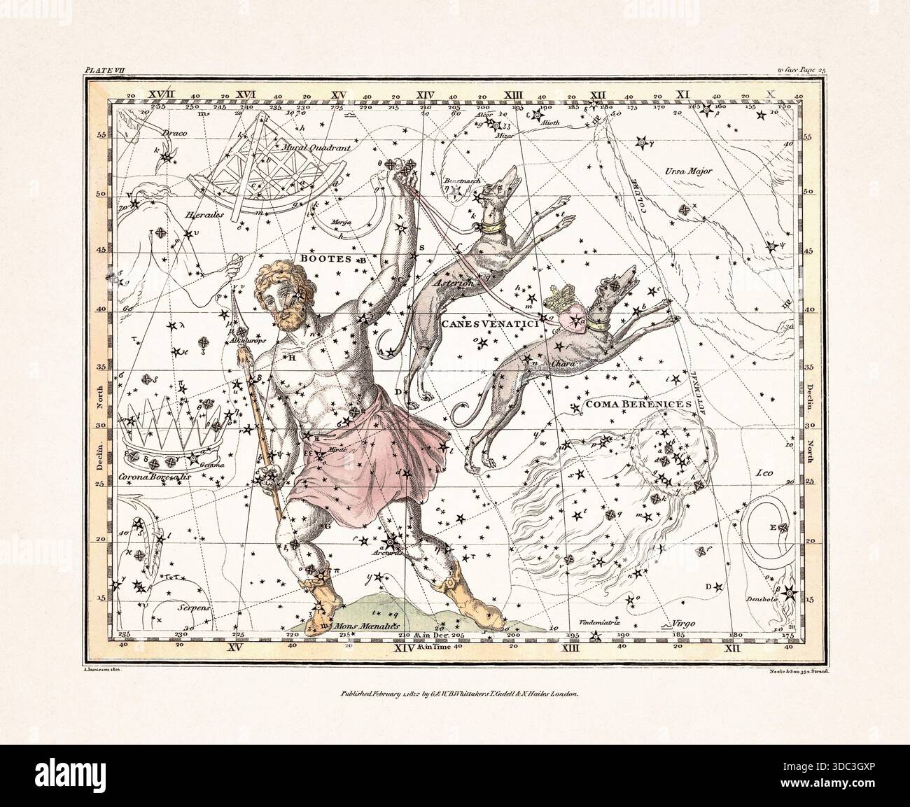 Antique celestial map illustration with mythological constellations and star  charts from an early 19th century astronomy book, published in London in  Stock Photo - Alamy, image size:1300x1153
