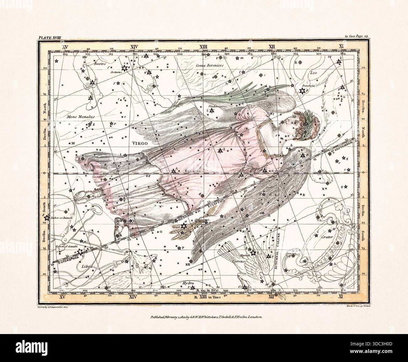Antique celestial map illustration with mythological constellations and star  charts from an early 19th century astronomy book, published in London in  Stock Photo - Alamy, image size:1300x1153