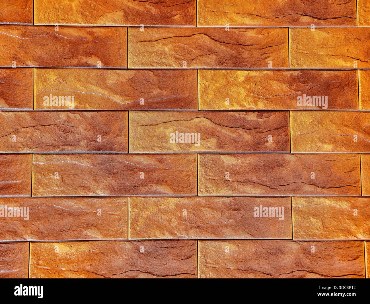 Orange Textured Brick Wall with Rectangular Pattern for Modern Architectural and Interior Design Copy Space Background Stock Photo