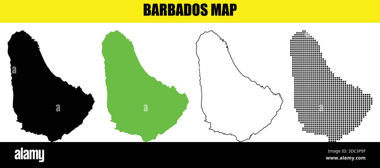 Barbados map outline silhouette dotted and filled graphic vector ...