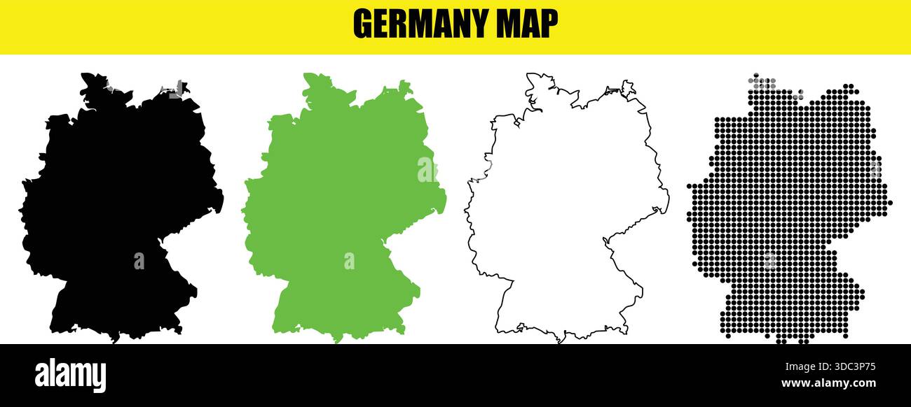 Germany Edit Map A collection of four stylized maps of Germany (Deutschland). The set ...