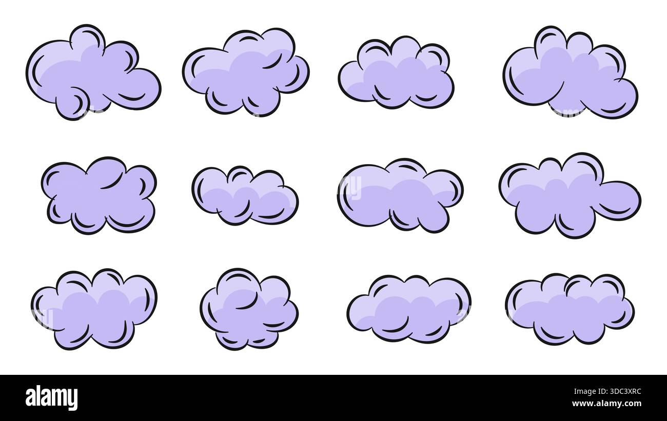 Cloud set weather style doodles hi-res stock photography and images - Alamy