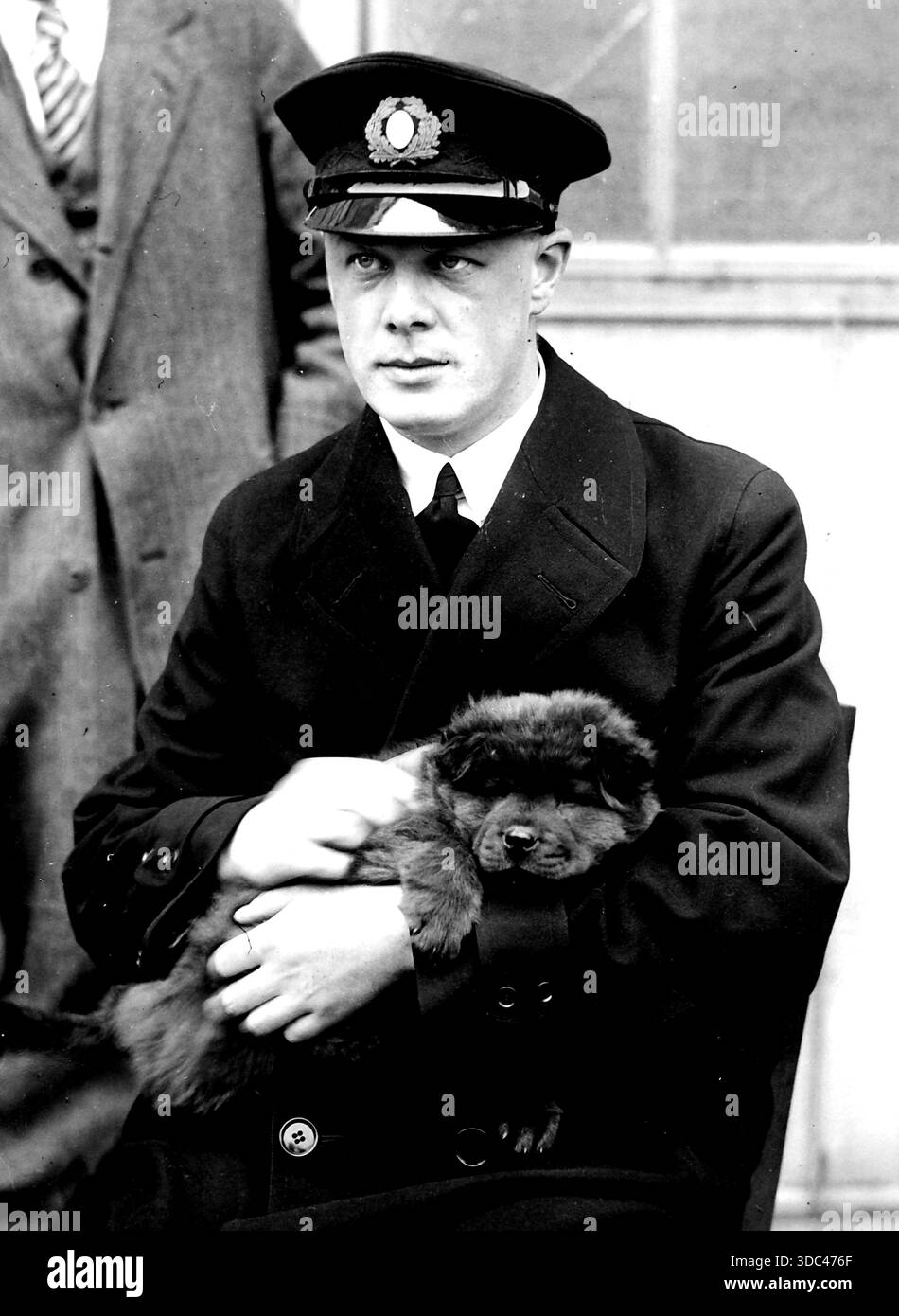 Zeppelin Commander Young Eckener & New Mascot -- Photo Shows Knute Eckener, Son of Dr ...